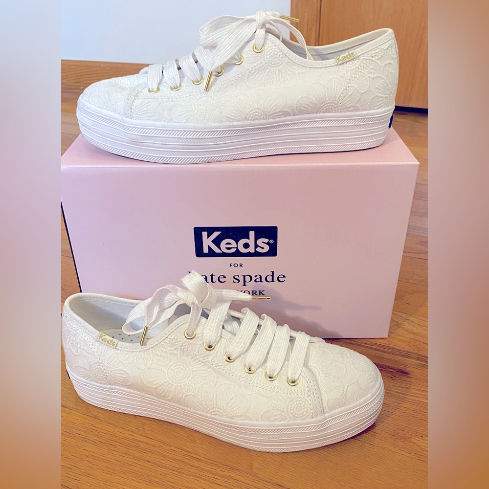 Kate Spade White Lace Sneakers